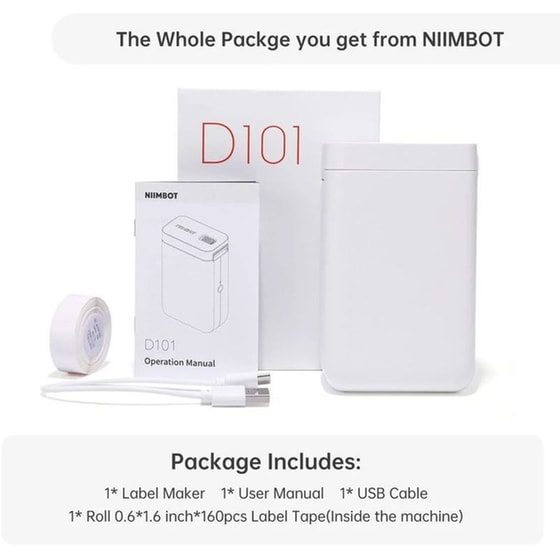 NIIMBOT D101 Έχρωμος Εκτυπωτής Thermal Ετικετών με Bluetooth - Λευκό image 4