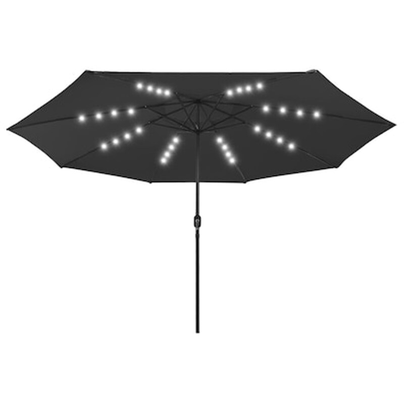 Vidaxl Ομπρέλα Κήπου Με Led Μαύρη 400 Εκ. Με Μεταλλικό Ιστό