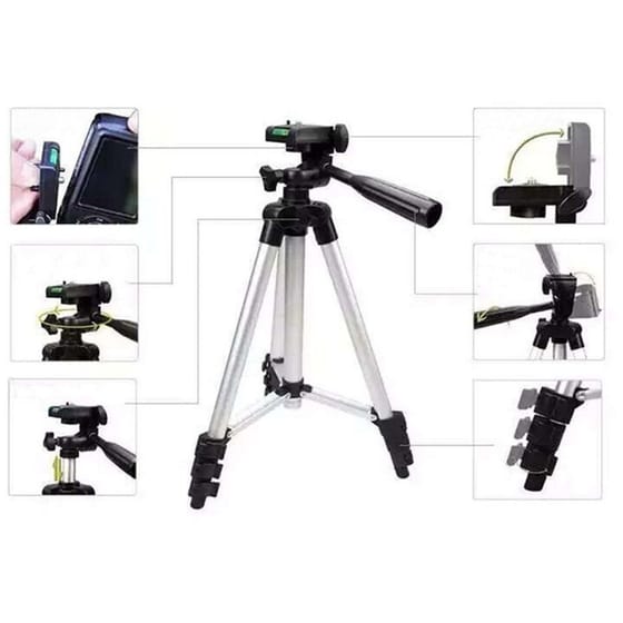 Τρίποδο OEM Αλουμινίου Πτυσσόμενο με Ρυθμιζόμενο Ύψος 34-103cm - Silver image 1