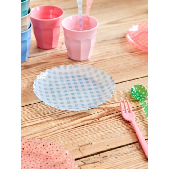 Πιάτο Ακρυλικό Rice 15 cm - Καρό Γαλάζιο image 2