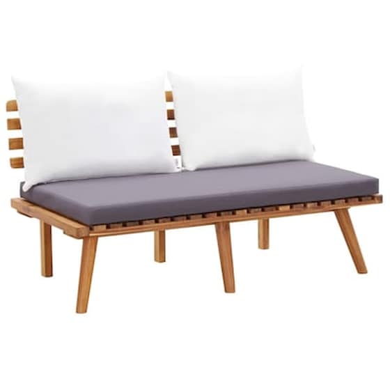 Παγκάκι Κήπου VidaXL με Μαξιλάρια από Μασίφ Ξύλο Ακακίας 115x65x55 cm - Γκρι/Λευκό image 0