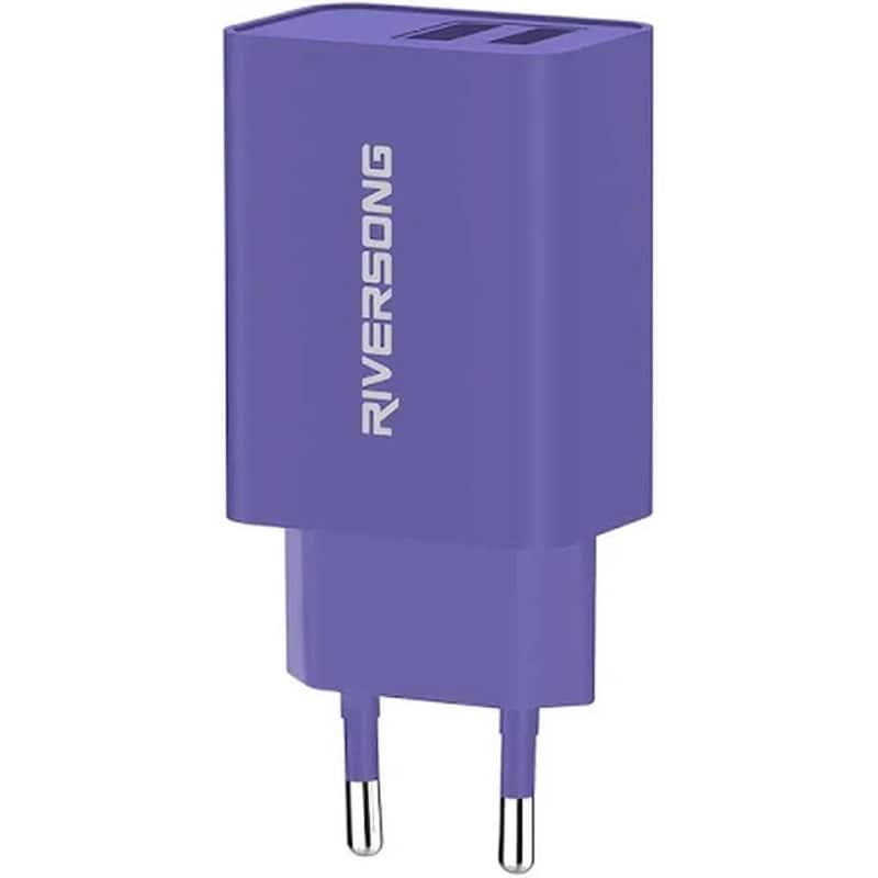 RIVERSONG Φορτιστής Πρίζας Riversong SafeKub D2 2.4A x USB-A 35W - Purple