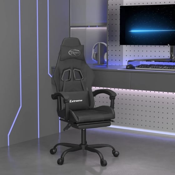Καρέκλα Gaming VIDAXL 349611 με Υποπόδιο από Τεχνητό Δέρμα - Μαύρη image 9