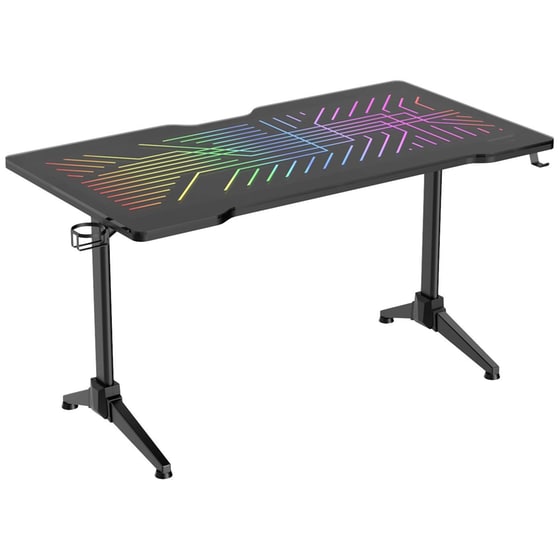 Γραφείο Gaming Deltaco από Σκληρυμένο Γυαλί DT420 140x75cm - Μαύρο image 0