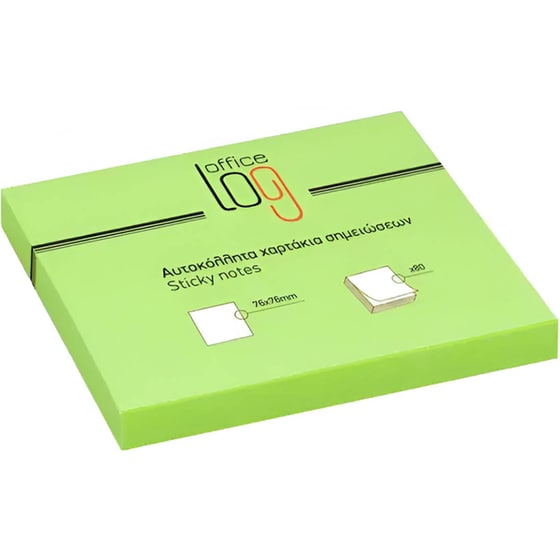 Κύβος Σημειώσεων Office Log 76x76 mm Πράσινο Neon (80 Φύλλων - 1 Τεμάχιο) image 0