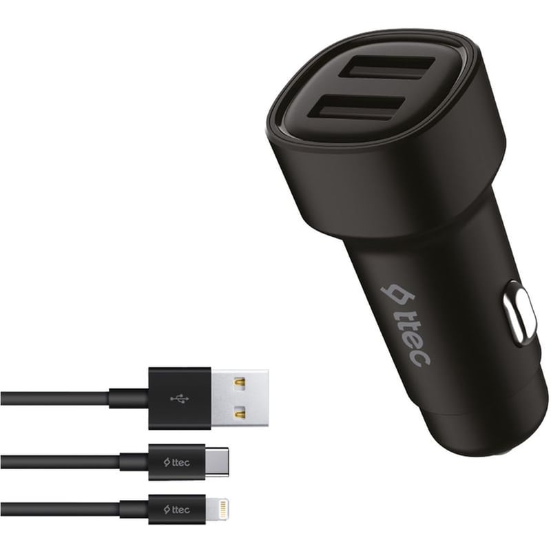 TTEC Φορτιστής Αυτοκινήτου Smartcharger USB-A με Καλώδιο Lightning/USB-C 15.5W