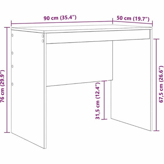 Γραφείο VidaXL 90x50x76 cm - Γκρι Sonoma image 7