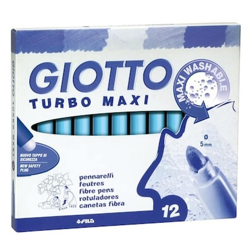 GIOTTO Μαρκαδόροι Giotto Turbo Maxi Γαλαζιο 12τμχ.