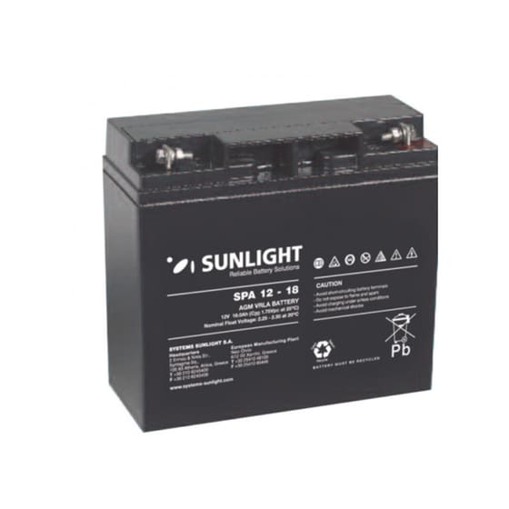 Sunlight Μπαταρία VRLA SPA12 18A 12V 1τμχ image 0