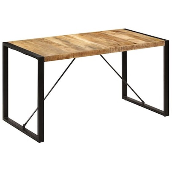 Τραπεζαρία Vidaxl από Μασίφ Ξύλο Μάνγκο 140x70x75 cm - Μαύρο/Καφέ image 1