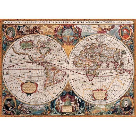 Παζλ Eurographics Antique World Map Orbis Geographic Mercator-Hondius Atlas (1000 Κομμάτια) image 1