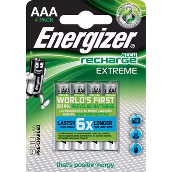 Επαναφορτιζόμενες Μπαταρίες Energizer Accu Extreme 800 mAh - (F016482) image 0