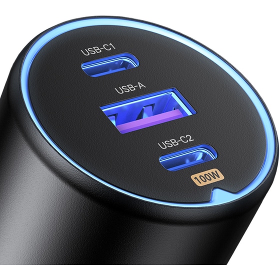 CAR CHARGER UGREEN 130W PDX3+QC4 BLK image 1