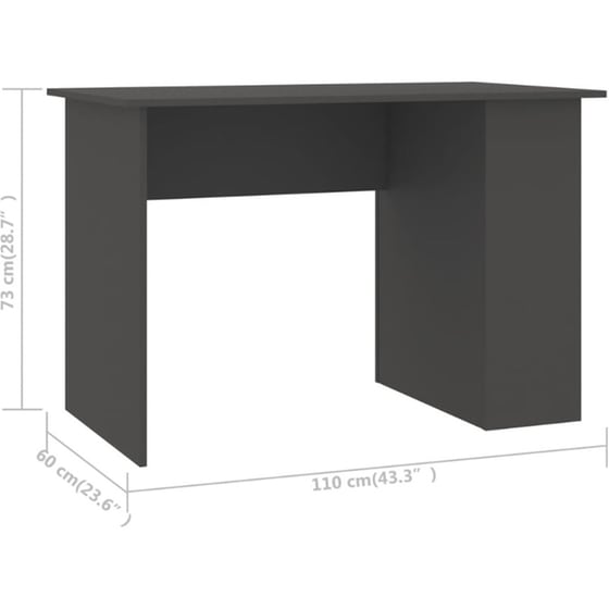 Γραφείο VidaXL από Μοριοσανίδα 110x60x73 cm - Γκρι image 6
