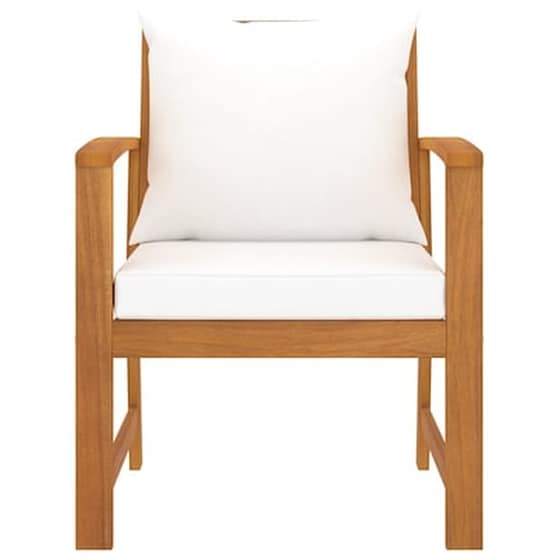 Καρέκλες Κήπου Vidaxl από Μασίφ Ξύλο Ακακίας με Μαξιλάρι 2 Τεμ. 60.5x60.5x81cm - Καφέ image 2