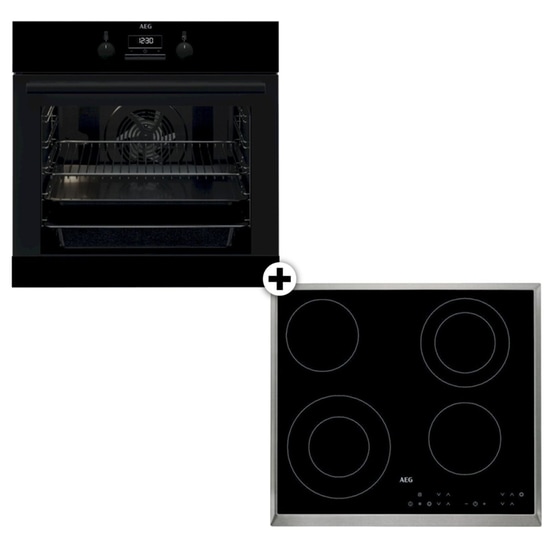AEG HK634021 XB & BES331111B 72 Lt Μαύρο Eντοιχιζόμενο Σετ Φούρνος και Εστία image 0