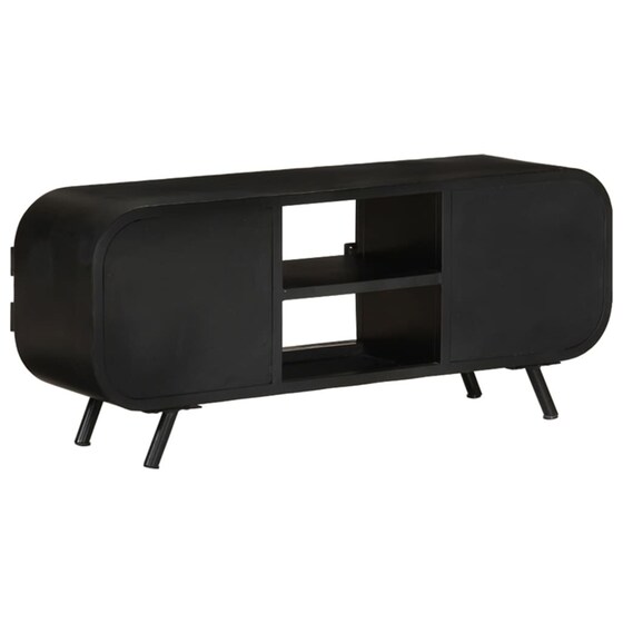 Έπιπλο Τηλεόρασης VidaXL από Μασίφ  Ξύλο  110x30x45 cm - Mαύρο image 5