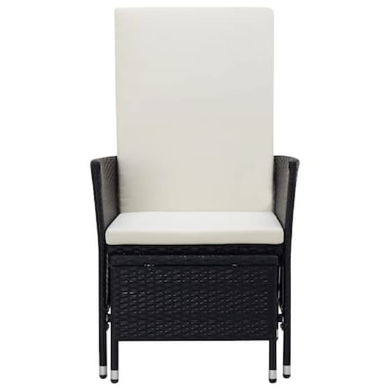 Πολυθρόνα Κήπου Vidaxl Ανακλινόμενη από Συνθετικό Ρατάν με Μαξιλάρια 62x131x106cm - Μαύρο image 3