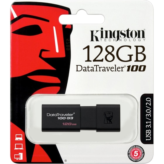 Kingston DataTraveler 100 G3 128GB USB 3.0 Stick Μαύρο image 3