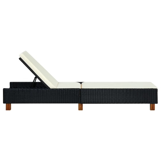 Ξαπλώστρα VidaXL από Συνθετικό Ρατάν 200x55x30-72.5 cm - Μαύρη/Κρεμ image 2