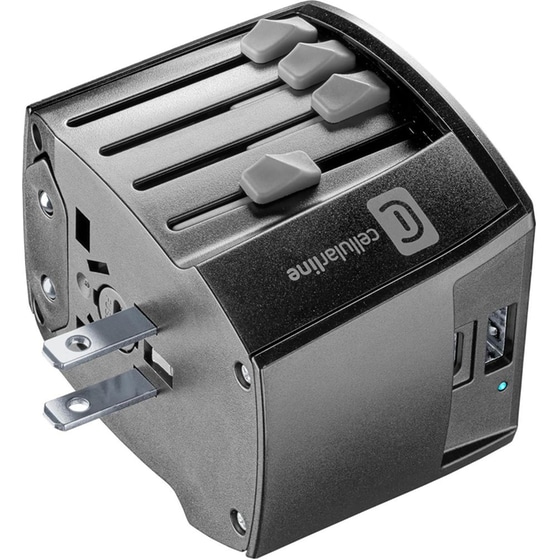 Φορτιστής Πρίζας Cellular Line Multi-plug Travel Adapter USB-C/USB-A - Μαύρο image 4