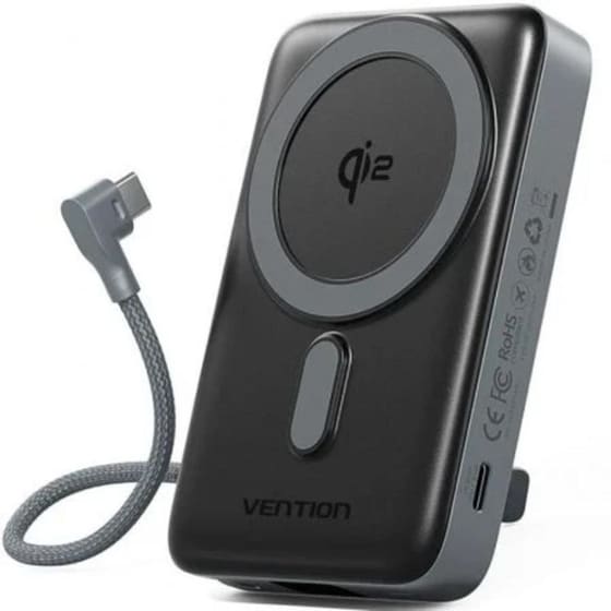 Powerbank Vention FKHH0 με ενσωματωμένο καλώδιο USB-C 10.000mAh 35W - Gray image 0