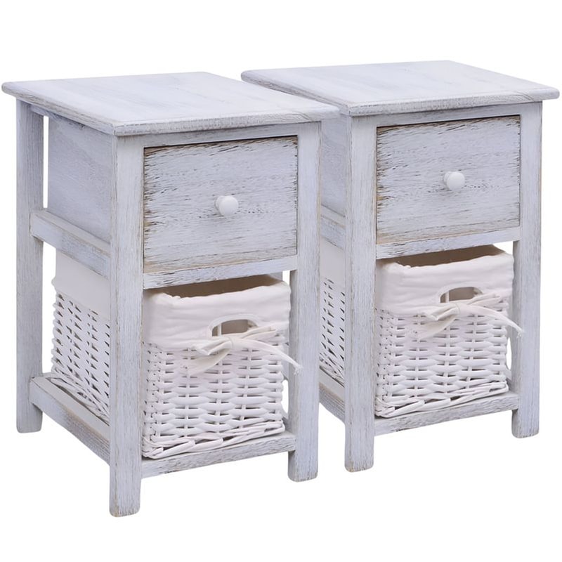 Κομοδίνο Vidaxl Από Ξύλο Παυλώνιας 2τμχ 28x31x45 cm - Λευκό