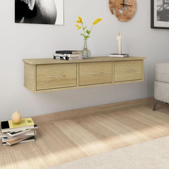 Vidaxl Ράφι Τοίχου Με Συρτάρια Sonoma Δρυς 90x26x18,5 Εκ. Μοριοσανίδα image 2