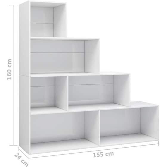 Βιβλιοθήκη VidaXL από Μοριοσανίδα 155x24x160 cm - Λευκό image 5