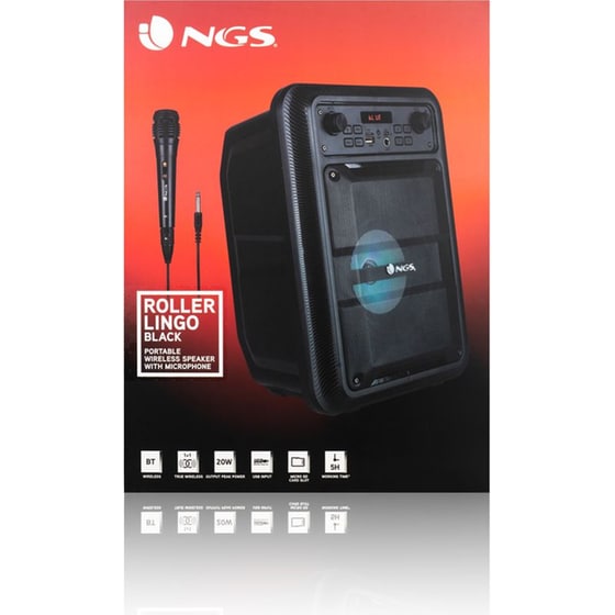 Ngs Roller Lingo Φορητό Ηχείο Karaoke Με Μικρόφωνο Ισχύος 20w Σε Μαύρο Χρώμα image 6