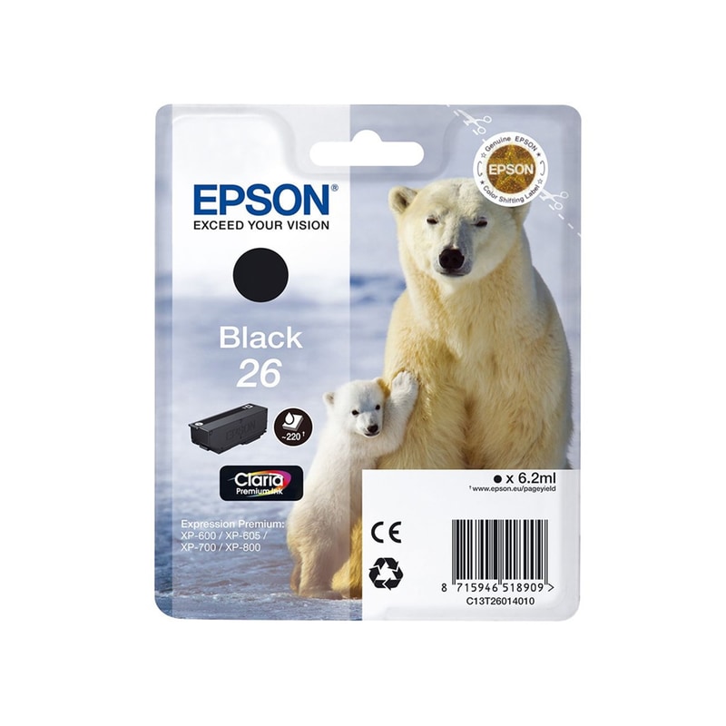 Epson 26 Μαύρο Μελάνι Εκτυπωτή C13T26014010