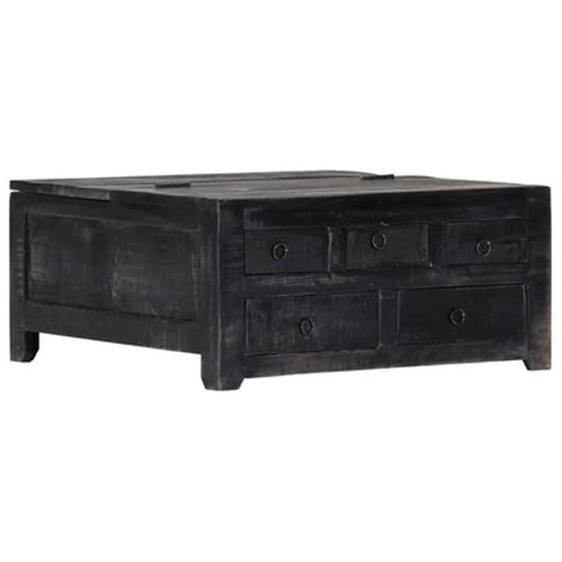 Τραπεζάκι Σαλονιού VidaXL από Μασίφ Ξύλο Μάνγκο 65x65x30cm - Μαύρο VIDAXL