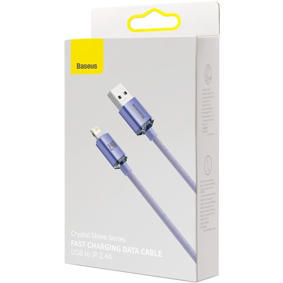 Καλώδιο δεδομένων Baseus Crystal Shine Series Usb to Lightning 2.4A 1.2m - Λιλά image 4