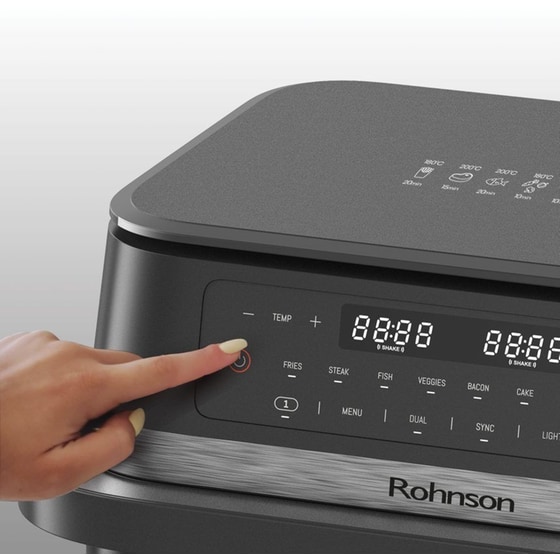ROHNSON R-2881 με Αποσπώμενο Κάδο 2950 W 11.5 L Γκρι/Μαύρο Φριτέζα Αέρος image 7