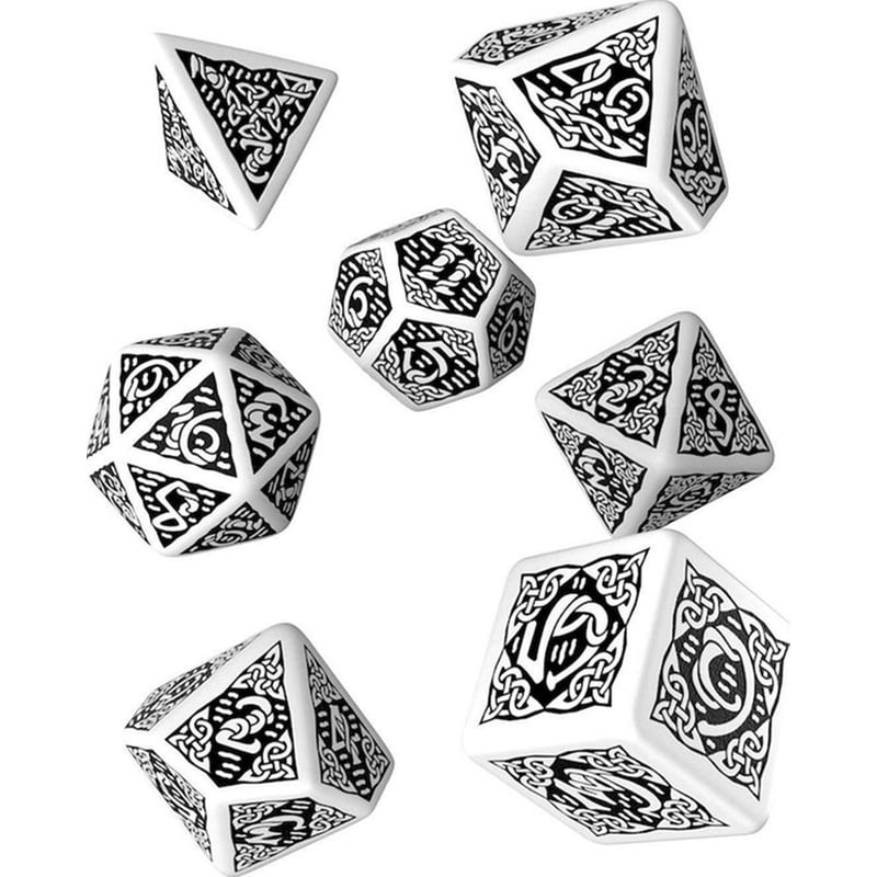 Q-WORKSHOP Σετ Ζάρια - Celtic Dice Set - Black And White