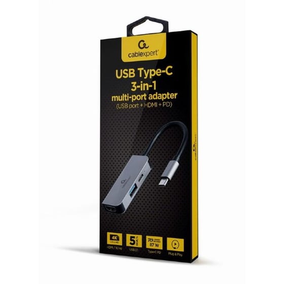 Cablexpert A-CM-COMBO3-02 USB Hub 3 σε 1 USB-C - Ασημί image 2