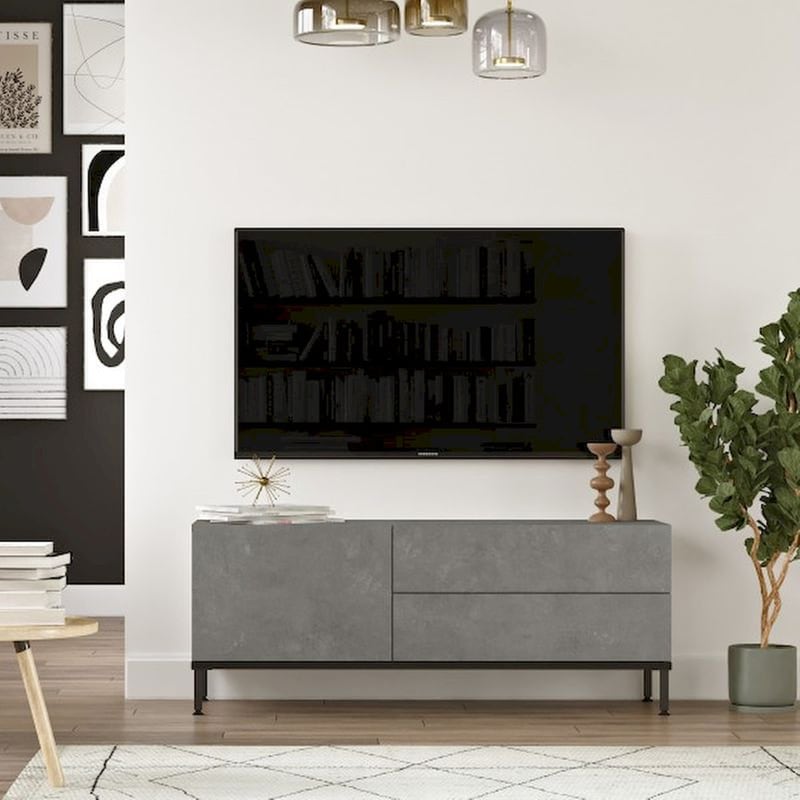 24MALL Έπιπλο Τηλεόρασης Levante από Μοριοσανίδα 120x35.5x46.4cm - Γκρι