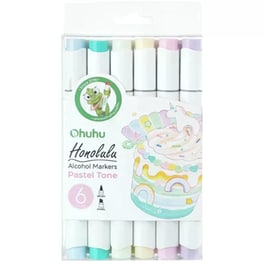 Μαρκαδόροι Σχεδίου Ohuhu Honolulu Διπλή Μύτη Pastel Colors (6 Τεμάχια)