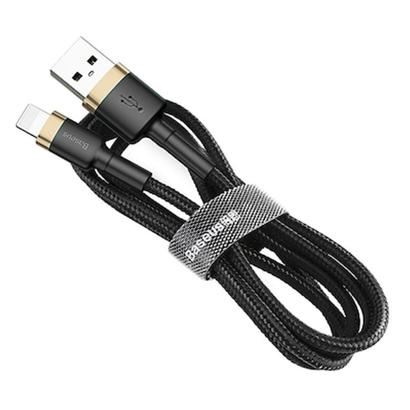 BASEUS Καλώδιο δεδομένων Baseus Cafule Durable Nylon Braided Usb to Lightning 2m - Black/Gold