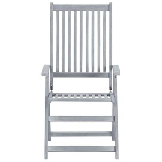 Καρέκλες Κήπου Vidaxl Ανακλινόμενες  από Μασίφ Ξύλο Ακακίας 4 Τεμ. 57x69 x110cm - Γκρι image 3