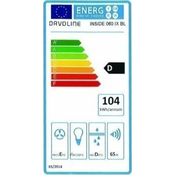 DAVOLINE INSIDE 060IXBL 60cm Inox Μηχανισμός Απορρόφησης image 2