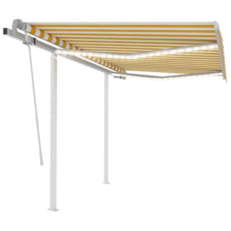 Τέντα Vidaxl Συρόμενη Χειροκίνητη με LED 3x2.5m - Λευκό/Κίτρινο