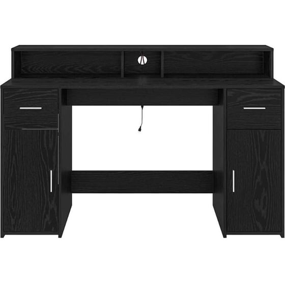 Γραφείο VidaXL από Επεξεργασμένο Ξύλο 140x55x91 cm - Μαύρη Δρυς image 6