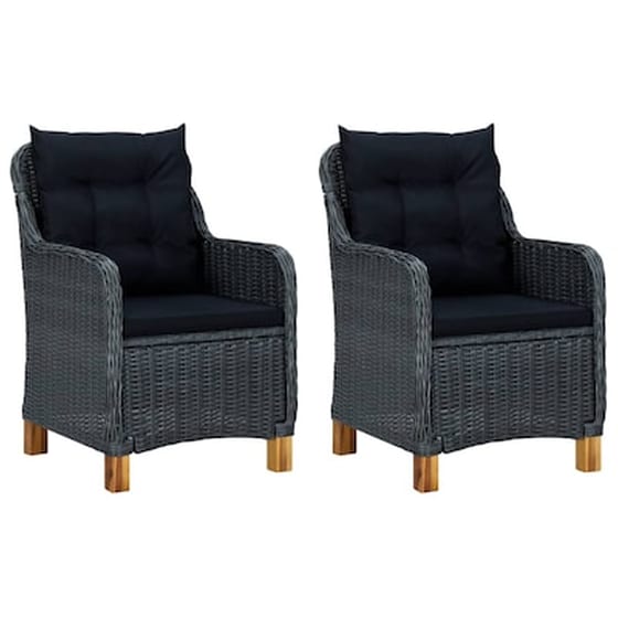 Πολυθρόνες Εξωτερικού Χώρου Vidaxl από Συνθετικό Ρατάν με Μαξιλάρια 2 Τεμ. 62x65x92cm - Γκρι image 0