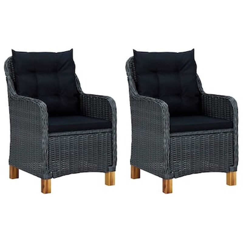 Πολυθρόνες Εξωτερικού Χώρου Vidaxl από Συνθετικό Ρατάν με Μαξιλάρια 2 Τεμ. 62x65x92cm - Γκρι VIDAXL