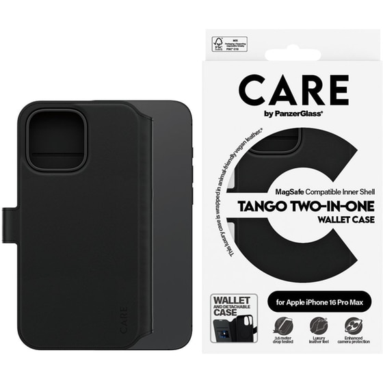 Θήκη Apple iPhone 16 Pro Max - PanzerGlass MagSafe Tango Two-In-One Wallet Case - Black image 1