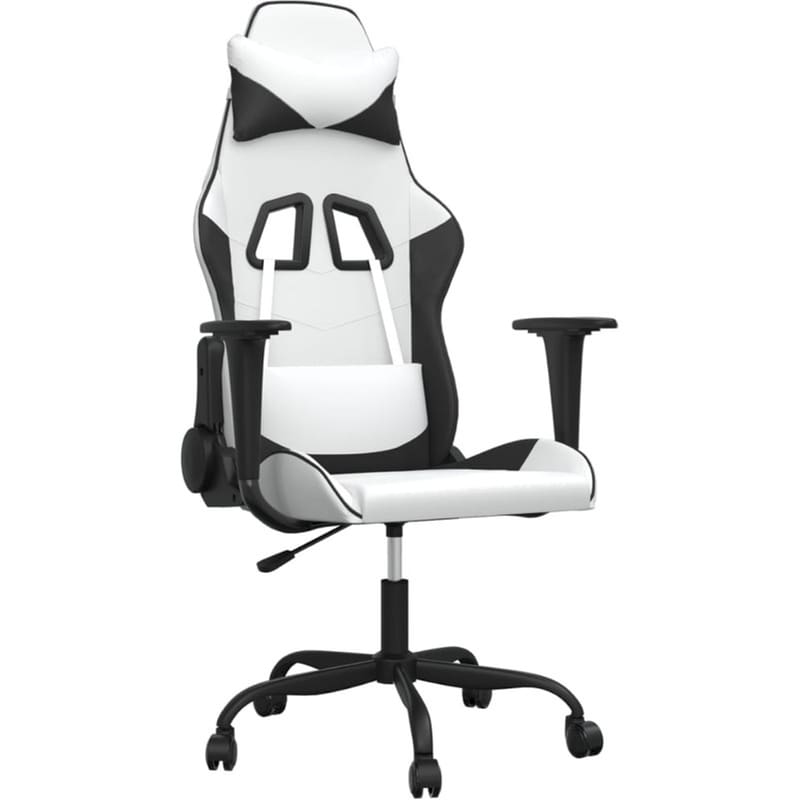 Καρέκλα Gaming VIDAXL 3143651 με Ρυθμιζόμενα Μπράτσα από Τεχνητό Δέρμα - Λευκό / Μαύρο