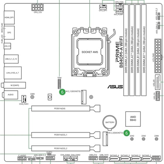 Asus PRIME B840M-A WIFI Motherboard Micro ATX με AMD AM5 Socket 90MB1J20-M0EAY0 image 2