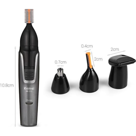 Trimmer KEMEI KM-312 3 σε 1 Επαναφορτιζόμενo για Μύτη, Αυτιά, Φρύδια και Φαβορίτες Ασημί image 5