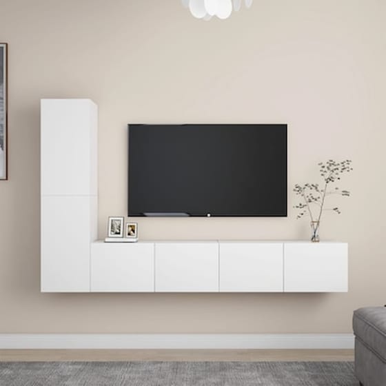 Έπιπλα Τηλεόρασης VidaXLΜοριοσανίδα 4 Τμχ 80x30x30 cm - Λευκό image 1